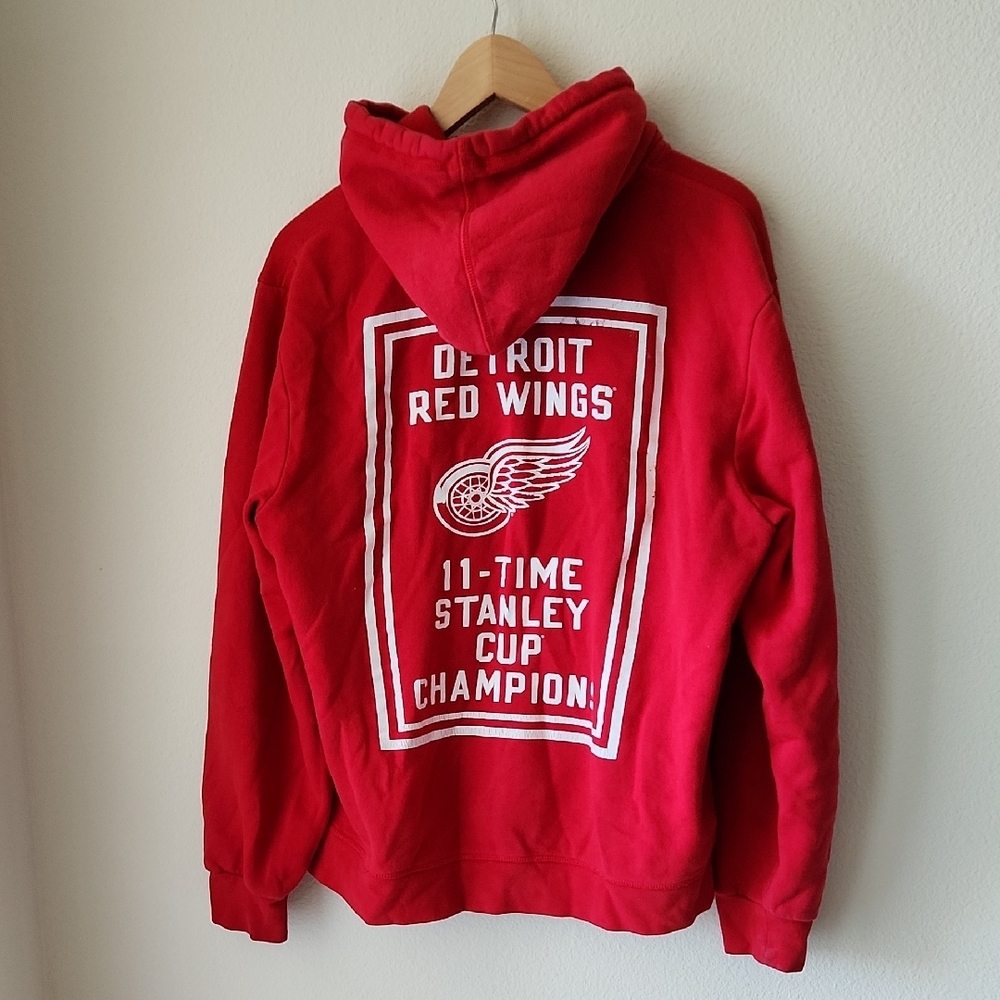 MITCHELL & NESS Detroit Red Wings 11-Time Stanley Cup Champion Logo Hoodie Sz L